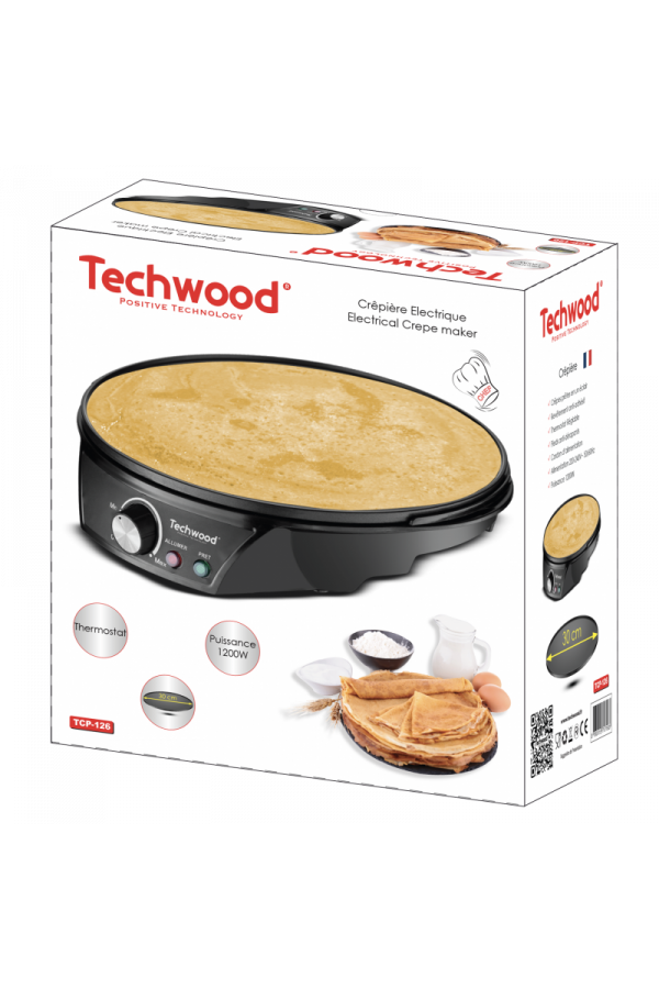 Crêpière électrique Techwood anti-adhésif 1200 Watt - Noir - TCP-126