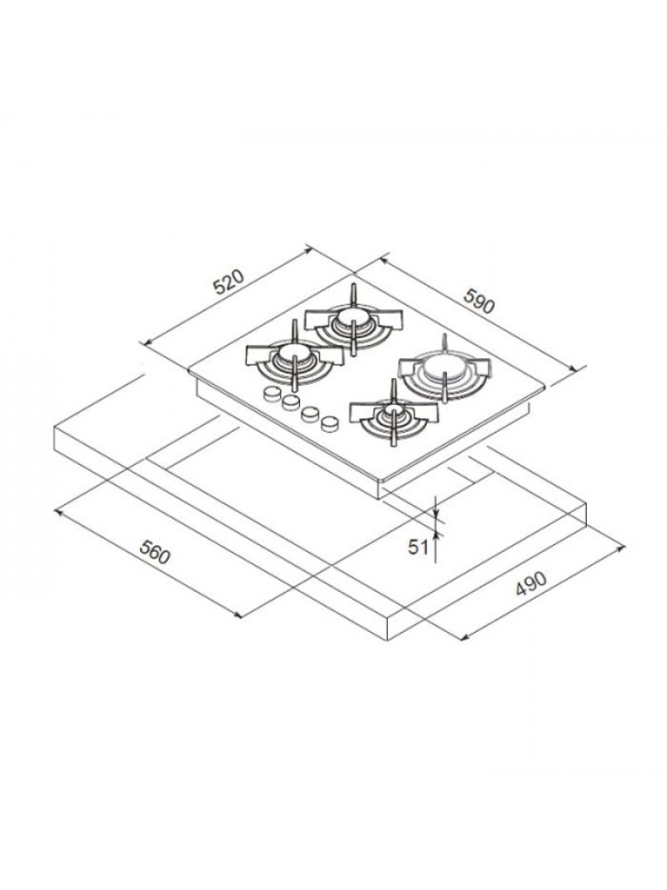 Plaque de Cuisson Encastrable FOCUS F409B 4 Feux 60 cm - Noir