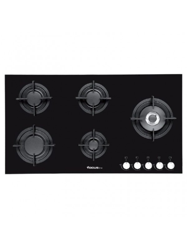 Plaque de Cuisson FOCUS Vitro 5 Feux F8179B  90 cm Noir