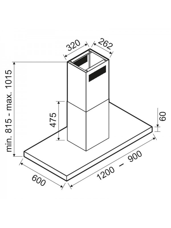 HOTTE CENTRALE FOCUS QUADRA 1120 – 120CM – INOX